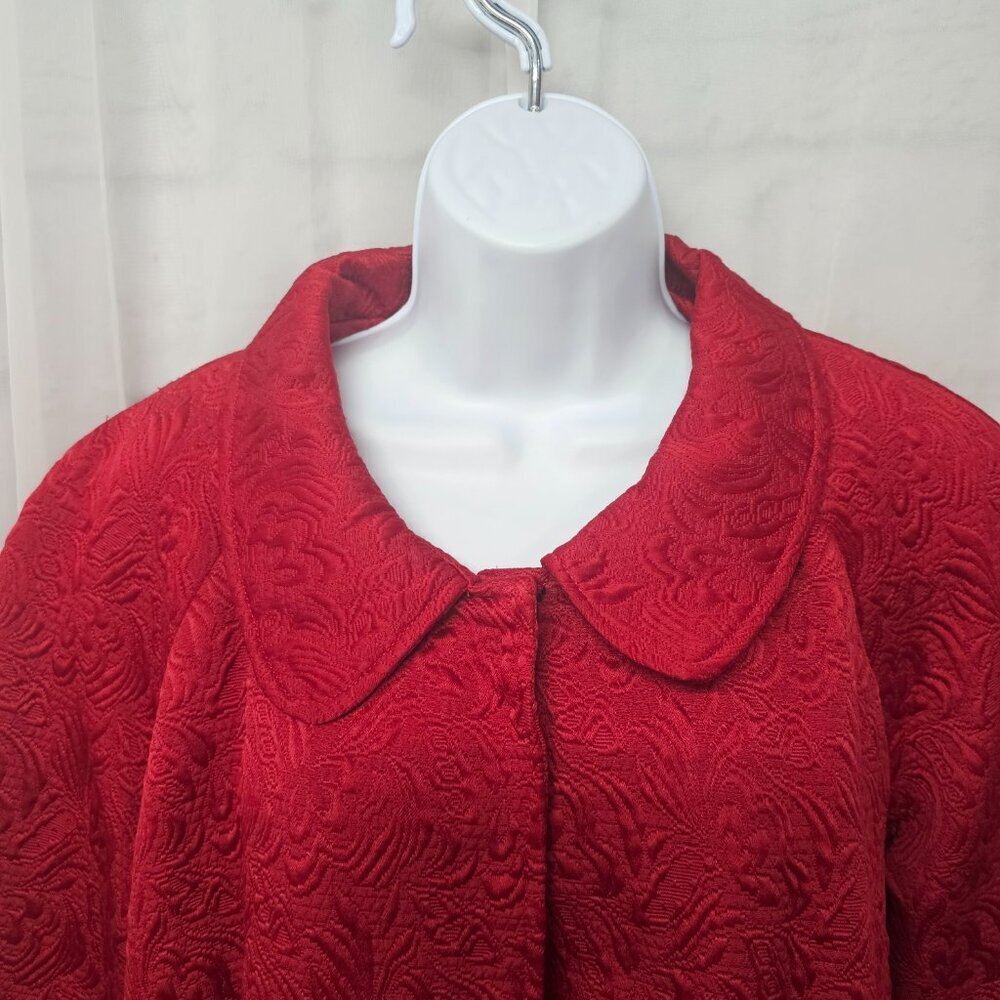 Elementz Red Floral Textured Retro Blazer Goth Punk Twee XL - Picture 3 of 12